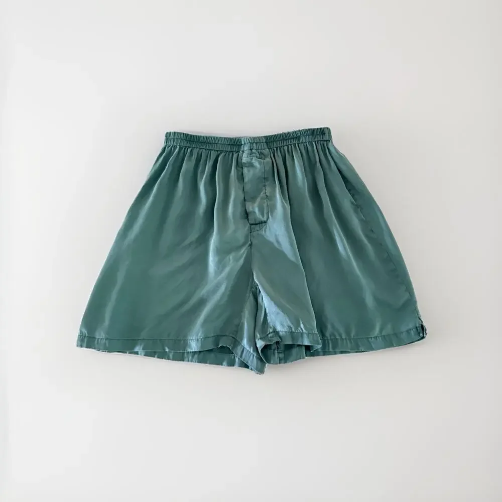 Fishers Finery Mens Silk Lounge Boxer Shorts Size M Green EUC $70